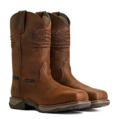 Ariat Anthem Patriot Waterproof Western Boot -Marys Tack and Feed Store anthem patriot h20 distressed brown pair 10040369 ariat 25878.1663183033