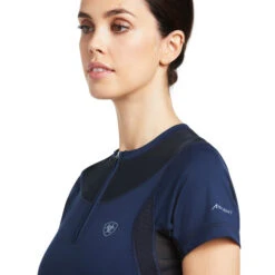 Ariat Ascent Crew Short Sleeve Baselayer -Marys Tack and Feed Store ascent crew SS baselayer navy front detail 10039199 ariat 66784.1645830732