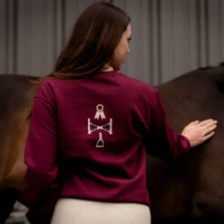 TKEQ Athletic Motif Sweatshirt -Marys Tack and Feed Store athletic motif sweatshirt burgundy back ATH MOTIF tkeq 96153.1668466302