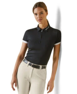 Ariat Bandera Zip Polo -Marys Tack and Feed Store bandera zip polo black front 10043379 ariat 68938.1677205427