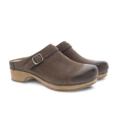 Dansko Berry Mule With Strap Mushroom Nubuck -Marys Tack and Feed Store berry clog mule strap mushroom pair dansko 72611.1676047790