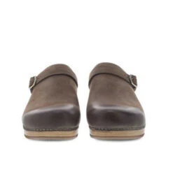 Dansko Berry Mule With Strap Mushroom Nubuck -Marys Tack and Feed Store berry clog mule strap mushroom pair front dansko 52546.1676001029