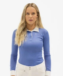 Horze Blaire Long Sleeve Show Shirt -Marys Tack and Feed Store blair ls show shirt periwinkle collar open horze 12068.1554325267