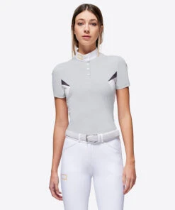 RG Button Competition Polo Short Sleeve -Marys Tack and Feed Store button competition polo ss lt.grey front POW003 JS001 8100 cavalleria toscana 56078.1670277312