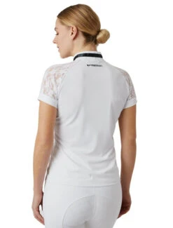 B Vertigo Lauren Show Shirt Short Sleeve -Marys Tack and Feed Store bv lauren lace mesh ss white back 33593 WH horze 43362.1661616166