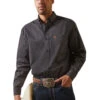 Men's Ariat Dover Classic Fit Shirt -Marys Tack and Feed Store casual series dover ls black front 10043923 ariat 22318.1676066243