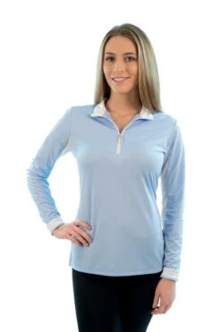 Kastel Denmark 1/4 Zip Sun Shirt - Solid Colors -Marys Tack and Feed Store charlotte light blue white CHLBW kastel 98921.1677869031