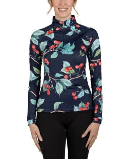 Kastel Denmark Navy Cherry Shirt Long Sleeve -Marys Tack and Feed Store cherries ls cherries front LSNAC kastel 54855.1689119568