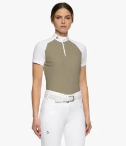 Cavalleria Toscana Mitered Competition Polo Short Sleeve -Marys Tack and Feed Store compet polo miter ss foliage green CT 73636.1664321256