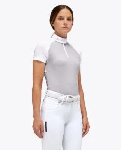 Cavalleria Toscana Mitered Competition Polo Short Sleeve -Marys Tack and Feed Store compet polo mitered ss lt.grey side POD308 JE158 8100 cavalleria toscana 91615.1664058084