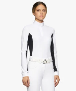 Cavalleria Toscana Perforated Insert Hunter Polo LS -Marys Tack and Feed Store competition perf inserts ls white black side POD255 JE022 0199 CT 98187.1688581550