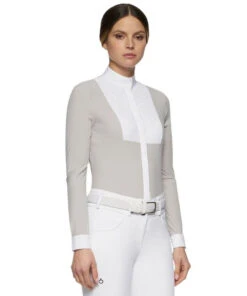 Cavalleria Toscana Crochet Bib Long Sleeve Shirt 12 Cavalleria Toscana Crochet Bib Long Sleeve Shirt -Marys Tack and Feed Store crochet bib LS shirt grey front CAD131 JE140 8100 CT 69848.1649191666