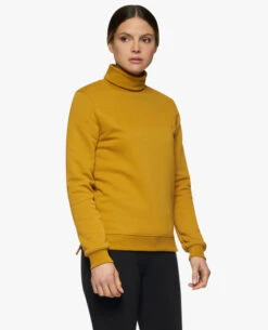 Cavalleria Toscana Embossed Turtleneck Pullover -Marys Tack and Feed Store ct emboss turtleneck pullover yl.ochre side FED106 CO100 2B00 cavalleria toscana 54664.1664055409