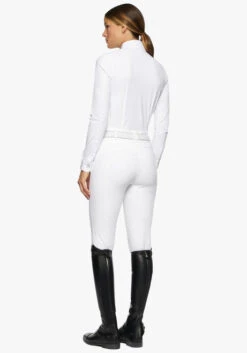 Cavalleria Toscana Perforated Insert Shirt Long Sleeve -Marys Tack and Feed Store ct perforated insert ls white navy back CAD216 JE022 0179 cavalleria toscana 65215.1660260131