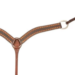 Martin Saddlery Dark Frame Diamond Breast Collar -Marys Tack and Feed Store dark frame diamond BC chestnut closeup BC20023CHST MS 02729.1678411680