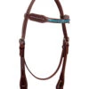 BLR Dots & Turquoise Rawhide Brow Headstall -Marys Tack and Feed Store dots turquoise rh brown hs latigo 2200 LAT buffalo leather 25078.1647370594