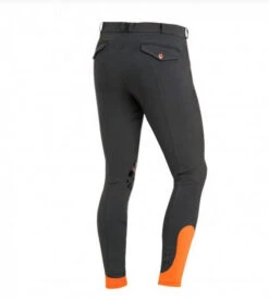 Schockemohle Men's Draco Knee Patch Breeches -Marys Tack and Feed Store draco grip breech grey orange back schockemohle 92894.1552753901