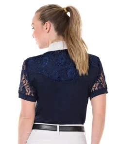 Ovation Elegance Lace Short Sleeve Show Shirt -Marys Tack and Feed Store elegance lace ss navy rider back 471198 ovation 65380.1626029095