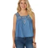 Wrangler Embroidered Tank -Marys Tack and Feed Store embroider denim tank front LW1034B wrangler 69605.1615753250