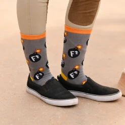 Dreamers & Schemers F Bomb Crew Socks -Marys Tack and Feed Store f bomb crew socks grey orang hero F BOMB CREW SOCKS dreamers 26973.1743277713