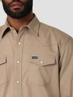 Men's Wrangler Flannel Lined Work Shirt -Marys Tack and Feed Store flannel lined workshirt brn.khak pocket 112330931 wrangler 49971.1689642277