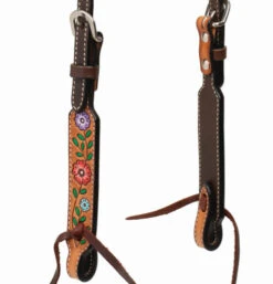 Turquoise Cross Floral Vine One Ear Headstall -Marys Tack and Feed Store floral vine 1ear headstall cheek 45006 01 01 weaver 48403.1679168144