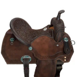 Alamo Saddlery Geo Aztec Barrel Saddle -Marys Tack and Feed Store geo barrel brown detail GEO AZTEC alamo 59946.1650487058