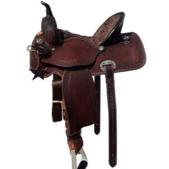 Alamo Saddlery Geo Aztec Barrel Saddle -Marys Tack and Feed Store geo barrel brown side GEO AZT alamo 34867.1650487061
