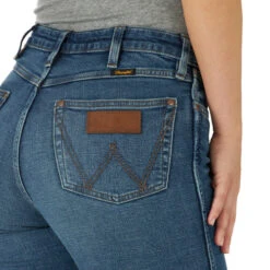 Wrangler Retro Green High Rise Trouser Jean 17 Wrangler Retro Green High Rise Trouser Jean -Marys Tack and Feed Store green high rise trouser denim back detail 112317722 wrangler 79511.1670538163