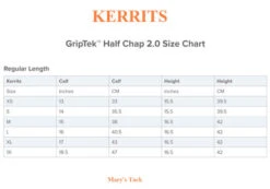 Kerrits GripTek Half Chaps 2.0 -Marys Tack and Feed Store griptek chaps size chart kerrits 67470.1647193807
