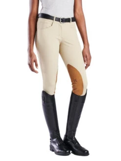 Hadley Mid Rise Breeches Knee Patch -Marys Tack and Feed Store hadley mid rise kp tan front boots 30517 smartpak 30203.1649373416