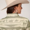Roper Cowboy Horizontal Print Shirt -Marys Tack and Feed Store horizontal horse print ls green back detail 0305004820410 roper 79827.1684280019