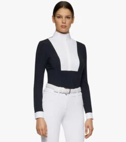 Cavalleria Toscana Hunter Competition Shirt Long Sleeve -Marys Tack and Feed Store hunter competition LS navy side CAD191 JE002 7901 CT 68170.1690564923