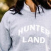 TKEQ Hunter Land Sweatshirt -Marys Tack and Feed Store hunter land sweatshirt london front detail HUNTER LAND tkeq 00786.1653250867