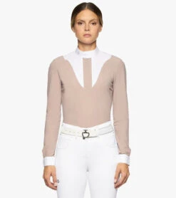 Cavalleria Toscana Bib Insert Competition Shirt Long Sleeve -Marys Tack and Feed Store jersey bib compet ls blush white front CAD212 JE022 1A00 cavalleria toscana 42316.1659805946