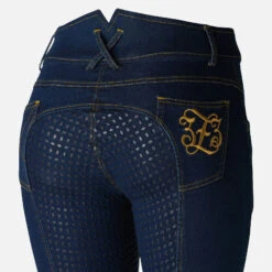 Horze Jessi-Lyn Denim Full Seat Breeches -Marys Tack and Feed Store jessi lyn denim FS dkblue seat detail cp3664 horze 75894.1657850286