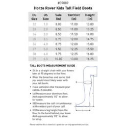 Kids Horze Rover Tall Boot -Marys Tack and Feed Store kids rover boot size chart horze 41157.1669683467