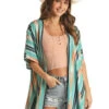 Rock & Roll Aztec Stripe Kimono Top