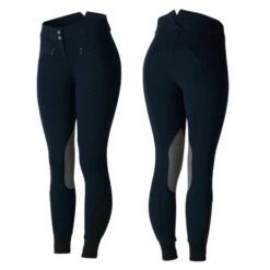 Horze Knit High Waist KP Breeches 10 Horze Knit High Waist KP Breeches -Marys Tack and Feed Store knit high waist dkblue grey front back cp3635 horze 79499.1629485394