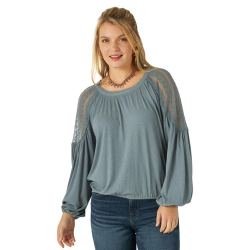 Wrangler Lace Inset Blouson Top 3 Wrangler Lace Inset Blouson Top