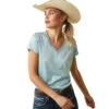 Ariat Laguna V-Neck Top Short Sleeve 2 Ariat Laguna V-Neck Top Short Sleeve -Marys Tack and Feed Store laguna v neck ss zia front 10043528 ariat 70599.1673579312