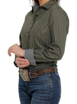 Cinch Ladies Cotton Performance Shirts Prints 15 Cinch Ladies Cotton Performance Shirts Prints -Marys Tack and Feed Store lds cinch dot stripe ls olive front MSW9164191 miller 82541.1677547254