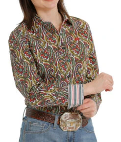 Cinch Floral Paisley Performance Shirt -Marys Tack and Feed Store lds floral paisley ls multi front MSW9165031 cinch 87991.1678756529