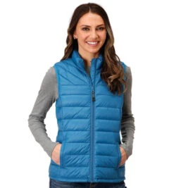 Roper Ladies Quilted Down Vest -Marys Tack and Feed Store lds quilted down vest blue front 0309806856139 roper 94709.1663799356