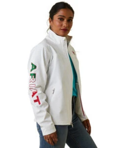 Ariat Team Softshell Mexico Jacket -Marys Tack and Feed Store lds team mexico jacket white front 10043548 ariat 18449.1673560283
