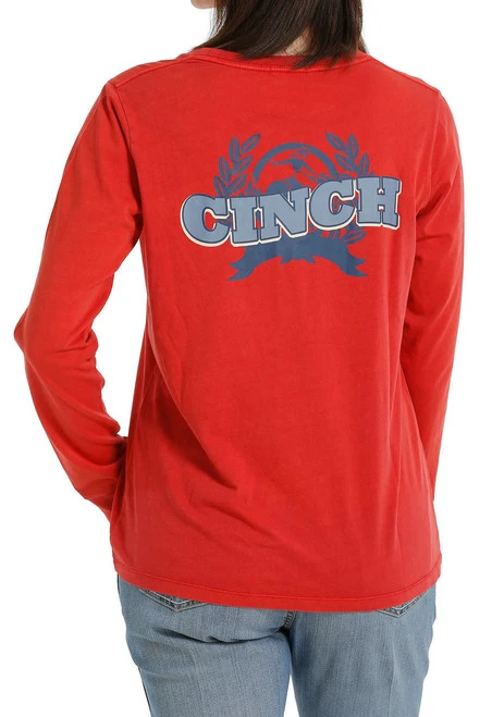 Ladies Cinch Logo Red Tee Long Sleeve 3 Ladies Cinch Logo Red Tee Long Sleeve