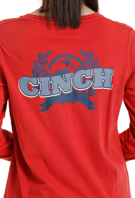 Ladies Cinch Logo Red Tee Long Sleeve 5 Ladies Cinch Logo Red Tee Long Sleeve - Image 3