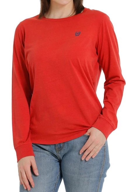Ladies Cinch Logo Red Tee Long Sleeve 4 Ladies Cinch Logo Red Tee Long Sleeve - Image 2