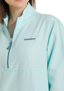 Ladies Cinch Windbreaker -Marys Tack and Feed Store lds windbreaker lt.blue front detail MAK7902001 cinch 89596.1677551137