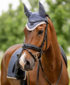 LeMieux Loire Ear Bonnet SS24 -Marys Tack and Feed Store loire fly bonnet ss24 jay.blue horse front IT04102 lemieux 46438.1712844886
